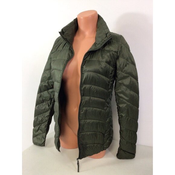 Uniqlo Ultra Light Down Jacket Green Packable Puffer Coat Winter Womens Small - Picture 1 of 7